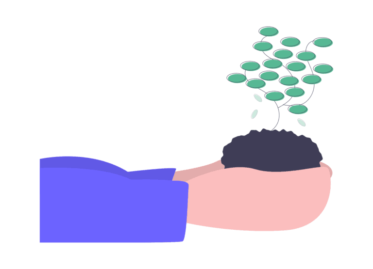 illustration usager nature - dessin de mains tenant une poignée de terre avec de la végétation