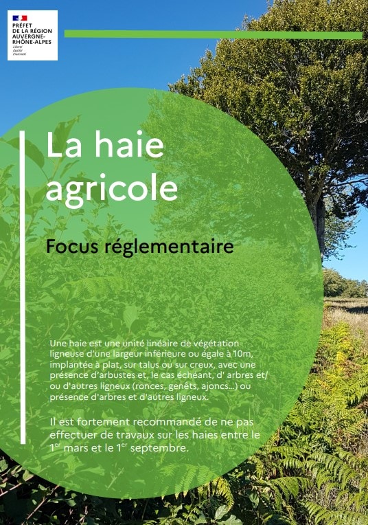 Page de garde de la fiche règlementation sur la haie agricole