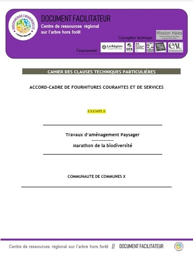 Page de garde d'un exemple de CCTP pour la recrutement d'une entreprise de plantation dans le cadre d'un marché