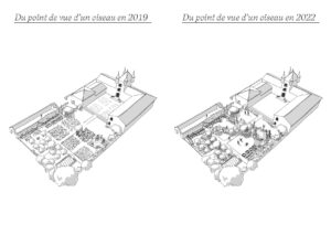 Jardin de la maison du PNR des Monts d'Ardèche - requalification des Jardins de la Maison du Parc sous forme de résidences paysagère pour co-concevoir et co-construire des aménagements sobres en faveur de nouveaux usages et de la biodiversité.