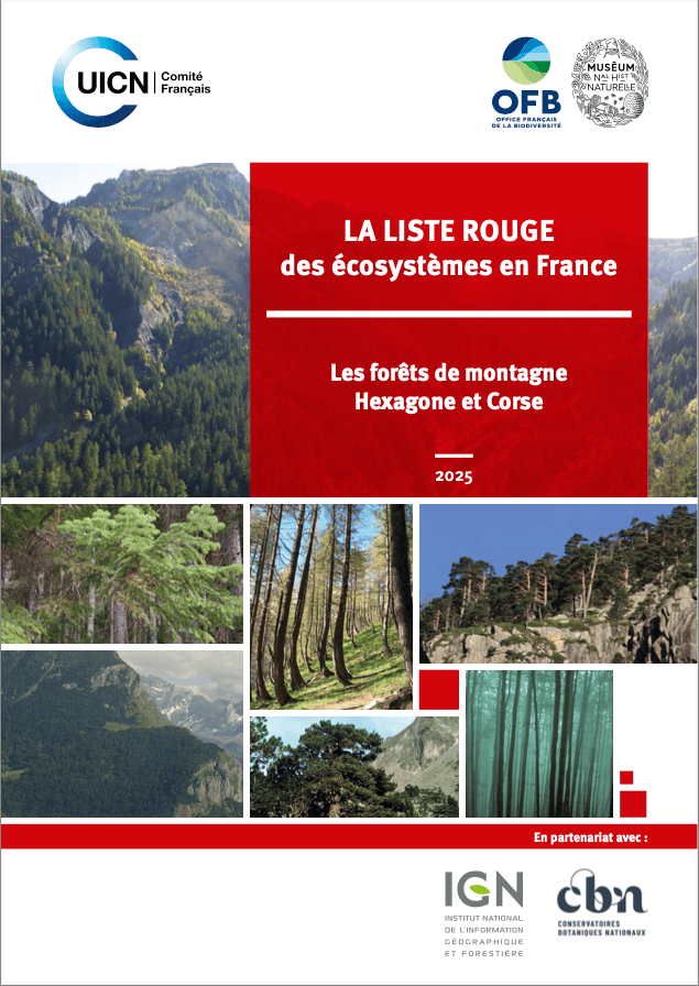 Page de couverture de la liste rouge des écosystèmes en France métropolitaine - Volume forêts de montagne