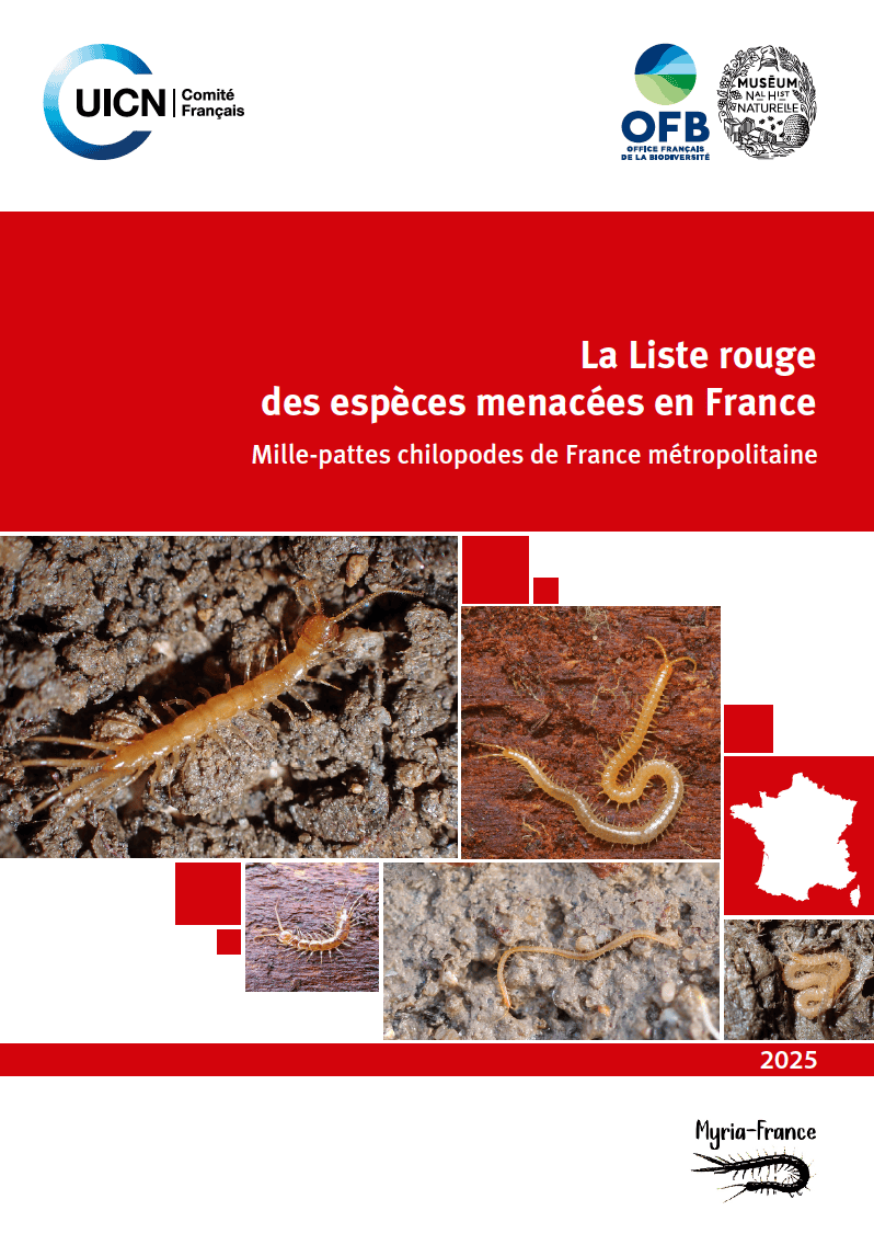 Page de couverture de la Liste Rouge Nationale des chilopodes de France Métropolitaine