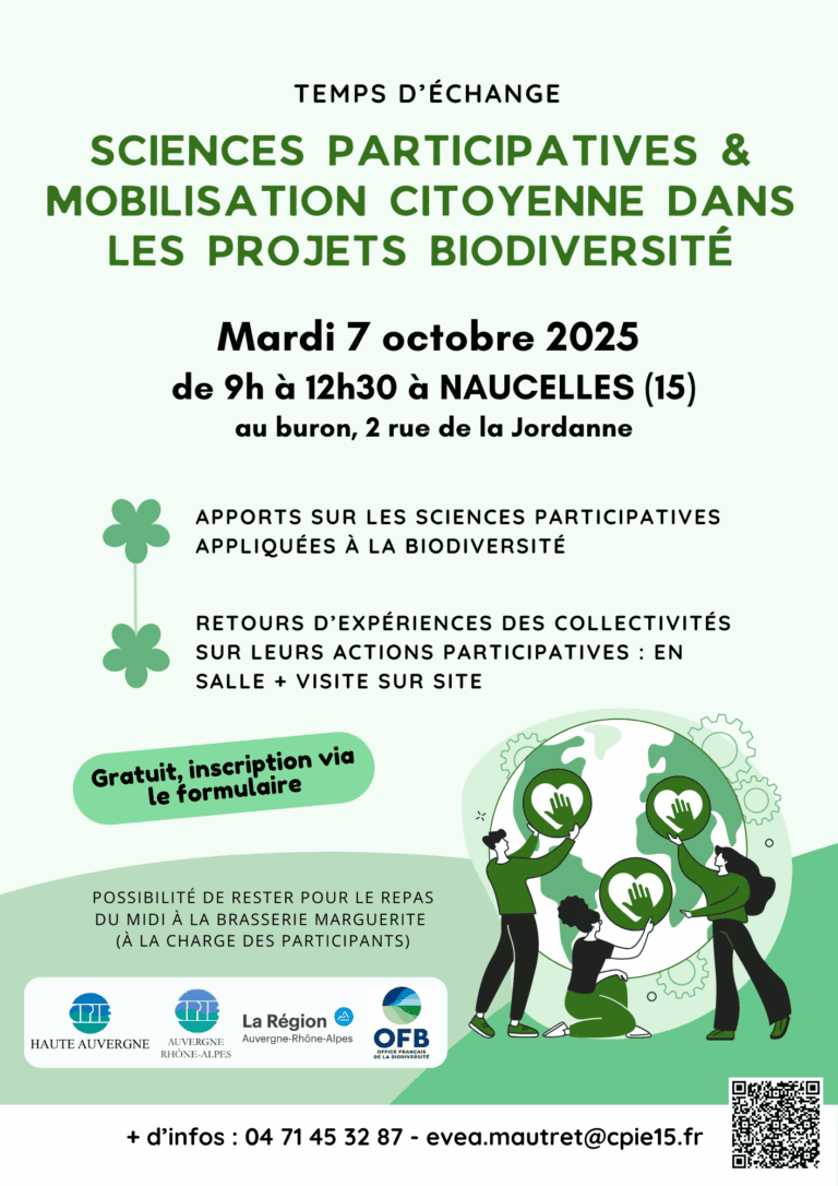 Visuel temps d'échange sciences participatives du 7 octobre 2025 organisé par les CPIE